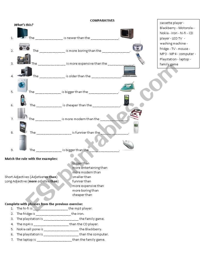 Comparatives with Home appliances