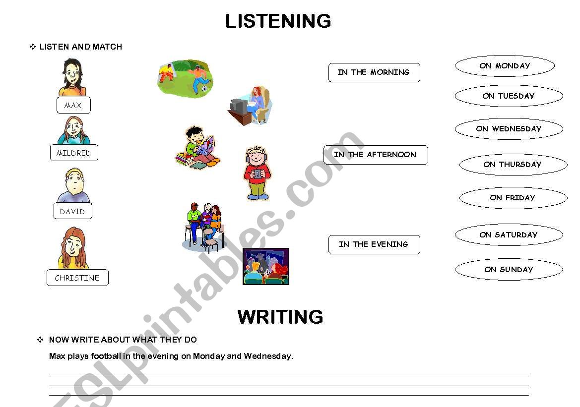 guided writing: daily routines