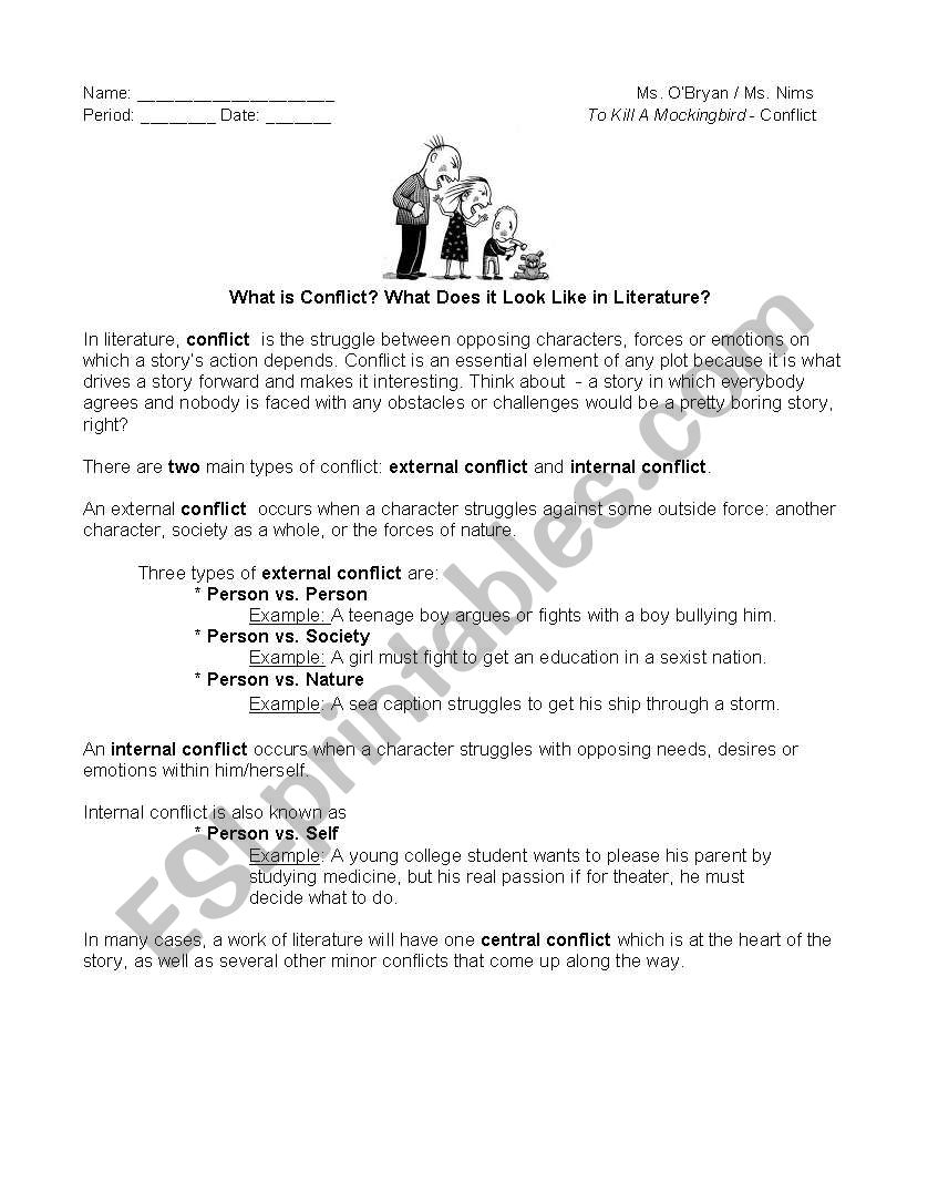 English worksheets: Conflict in Literature