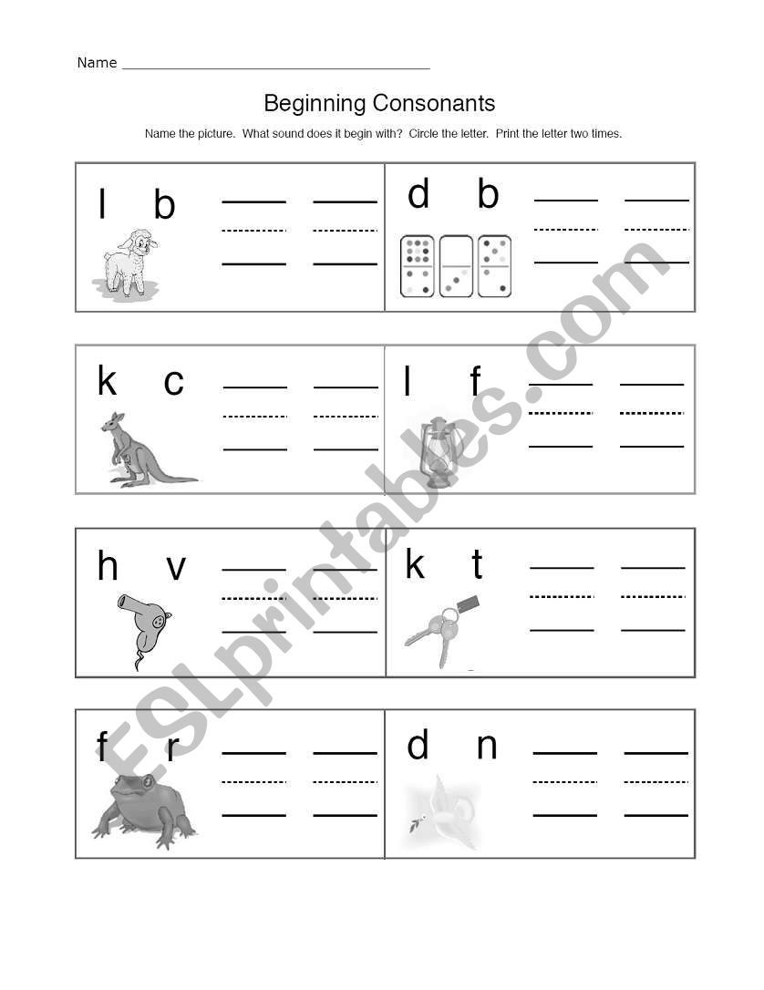 Initial Consonants worksheet