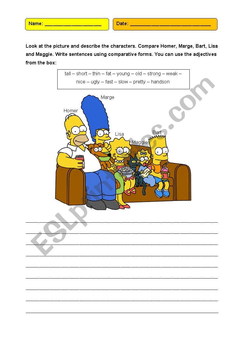 The Simpson Family worksheet