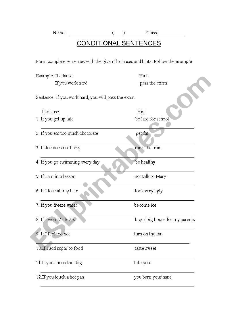 Conditionals worksheet