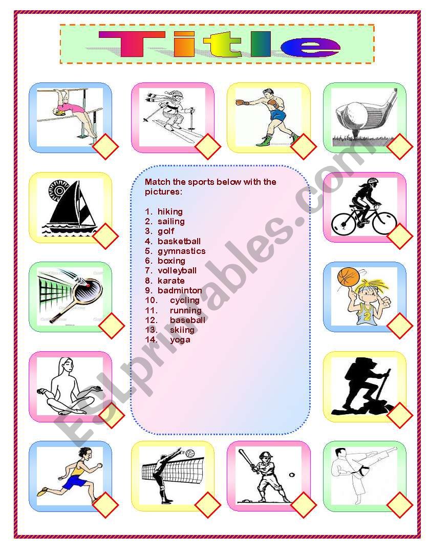 Sports vocabulary matching activity