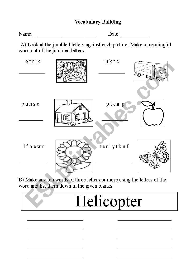 Vocabulary Building worksheet