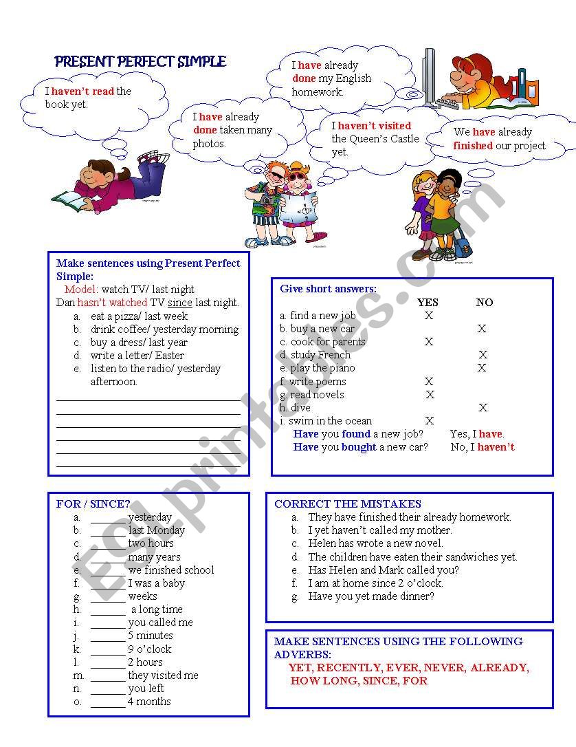 Present Perfect Simple ESL Worksheet By Nikkomary