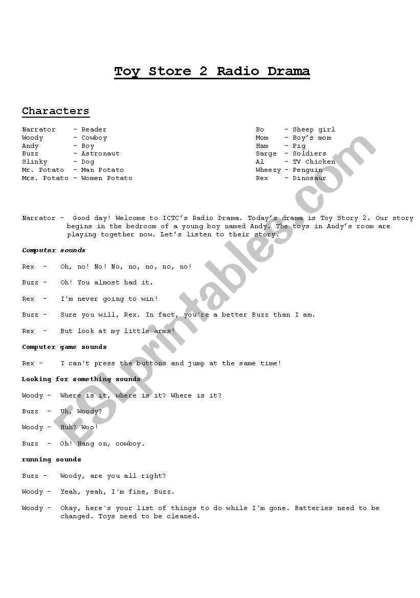 Toy Story Scene worksheet