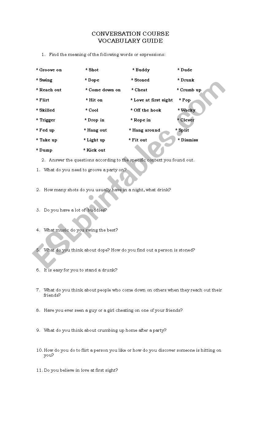 Conversation Course worksheet