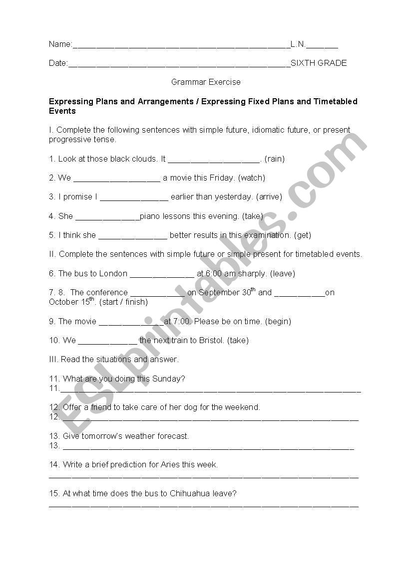 expressing arrangements and timetabled events