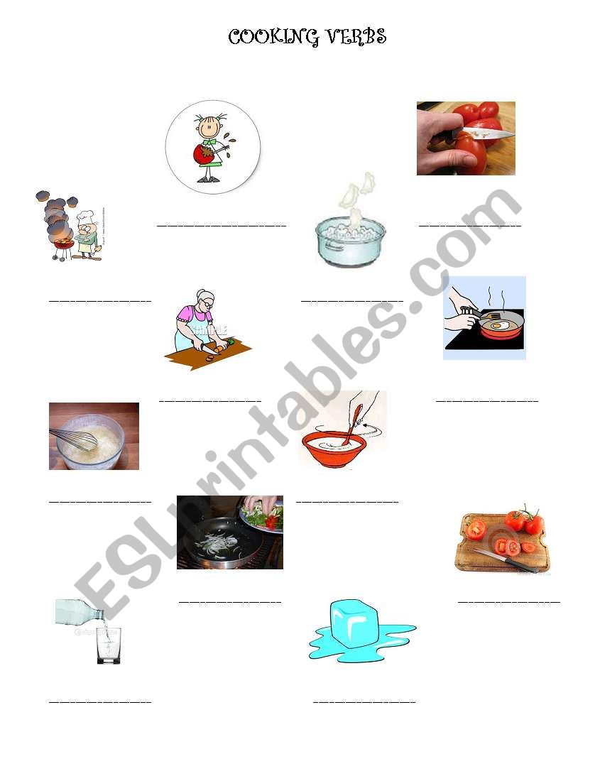 cooking verbs worksheet