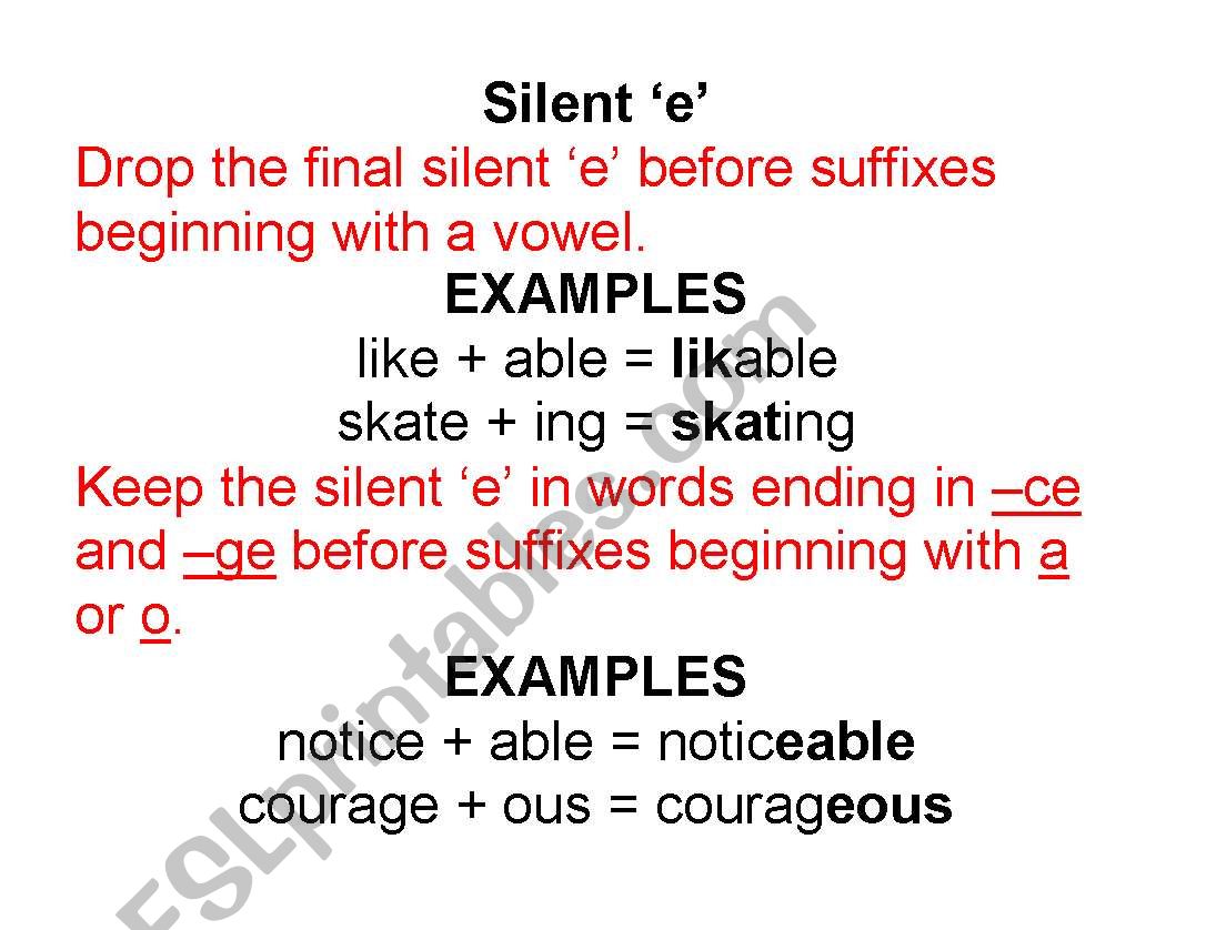 Suffix Rules worksheet