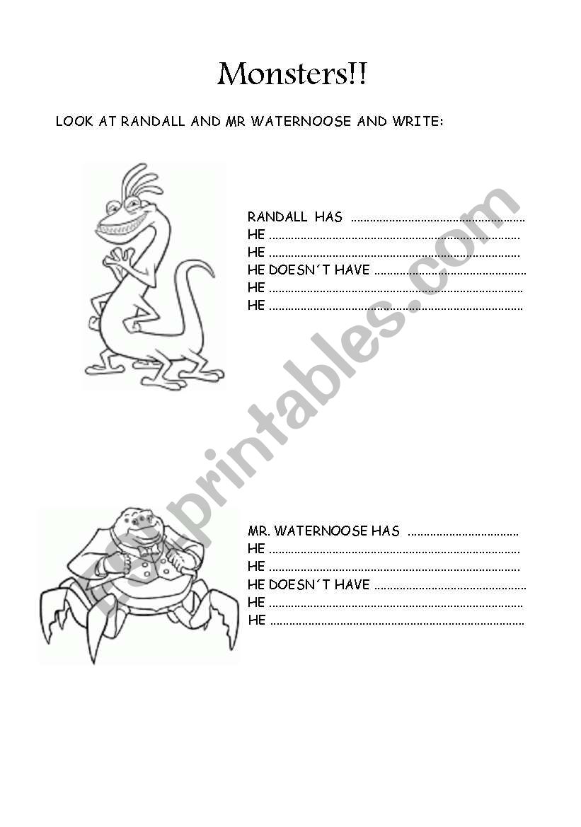 monsters worksheet