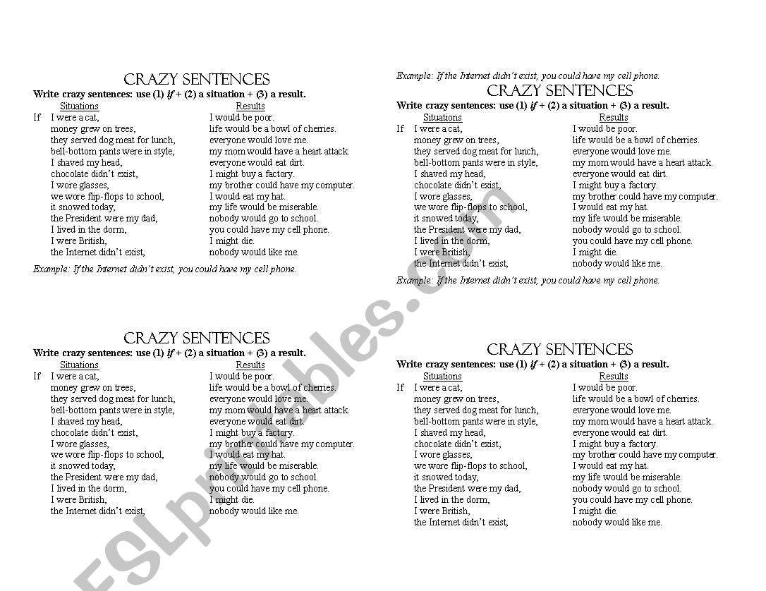 Second Conditional: Crazy Sentences 