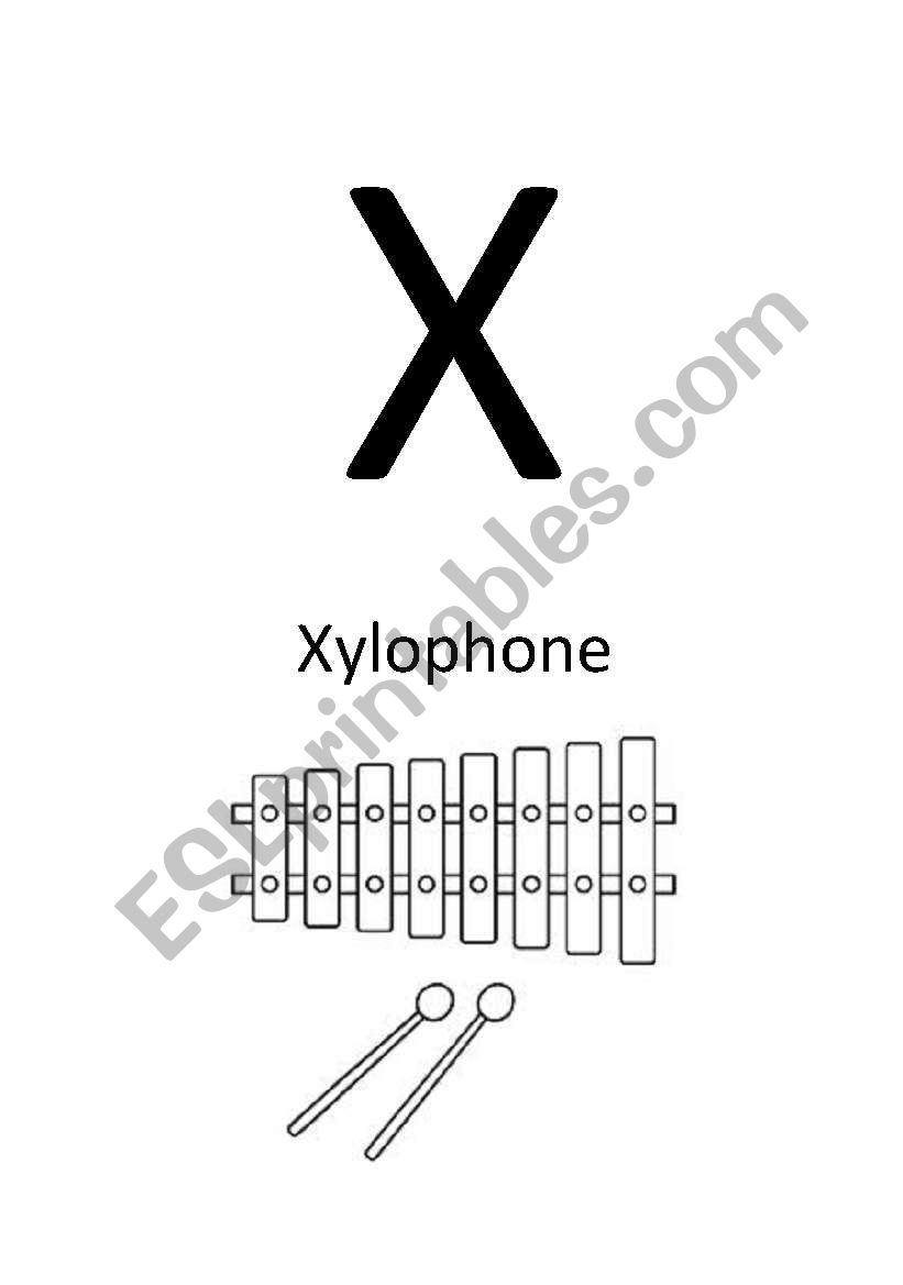 X for Xylophone worksheet