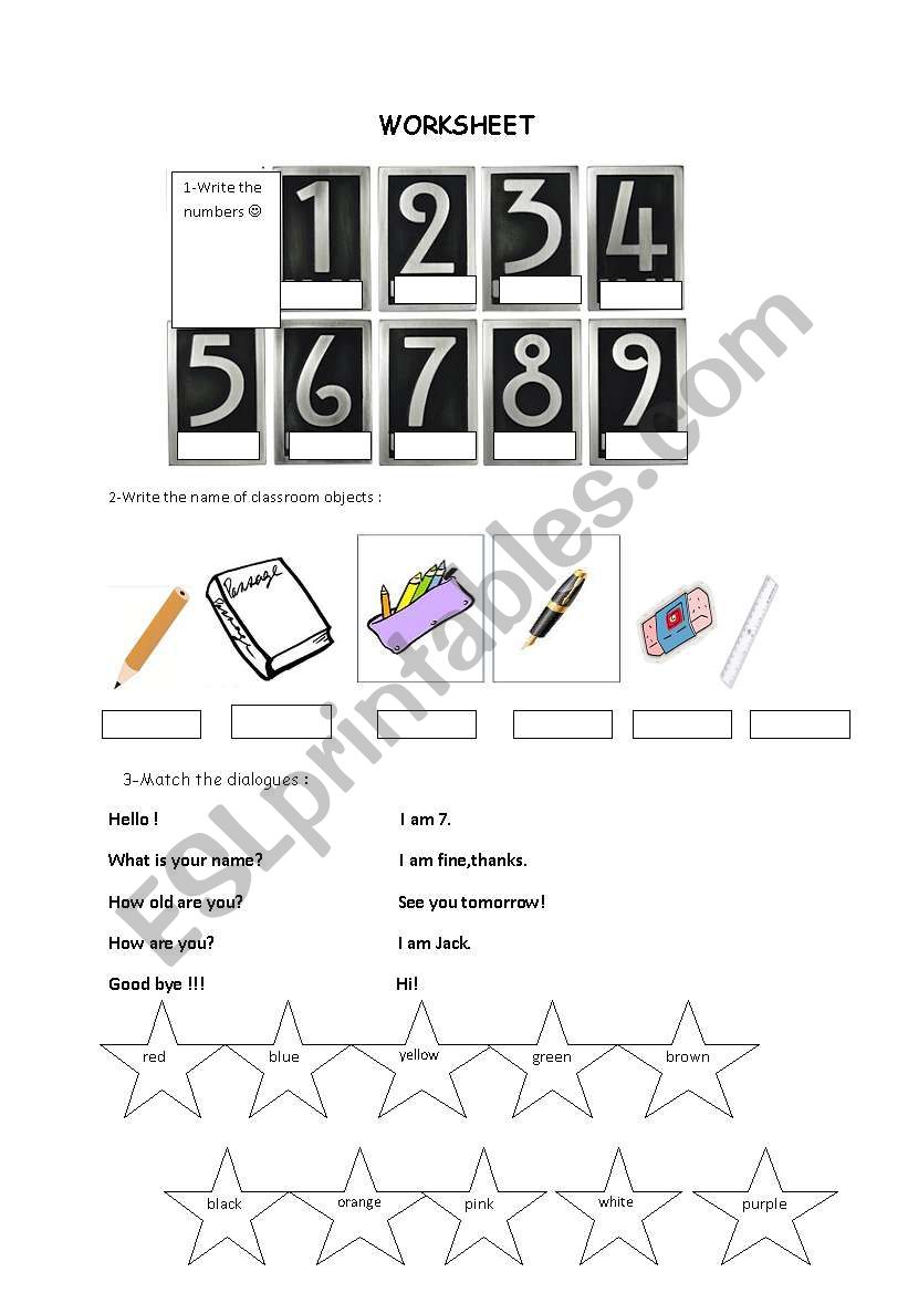 numbers-colors worksheet