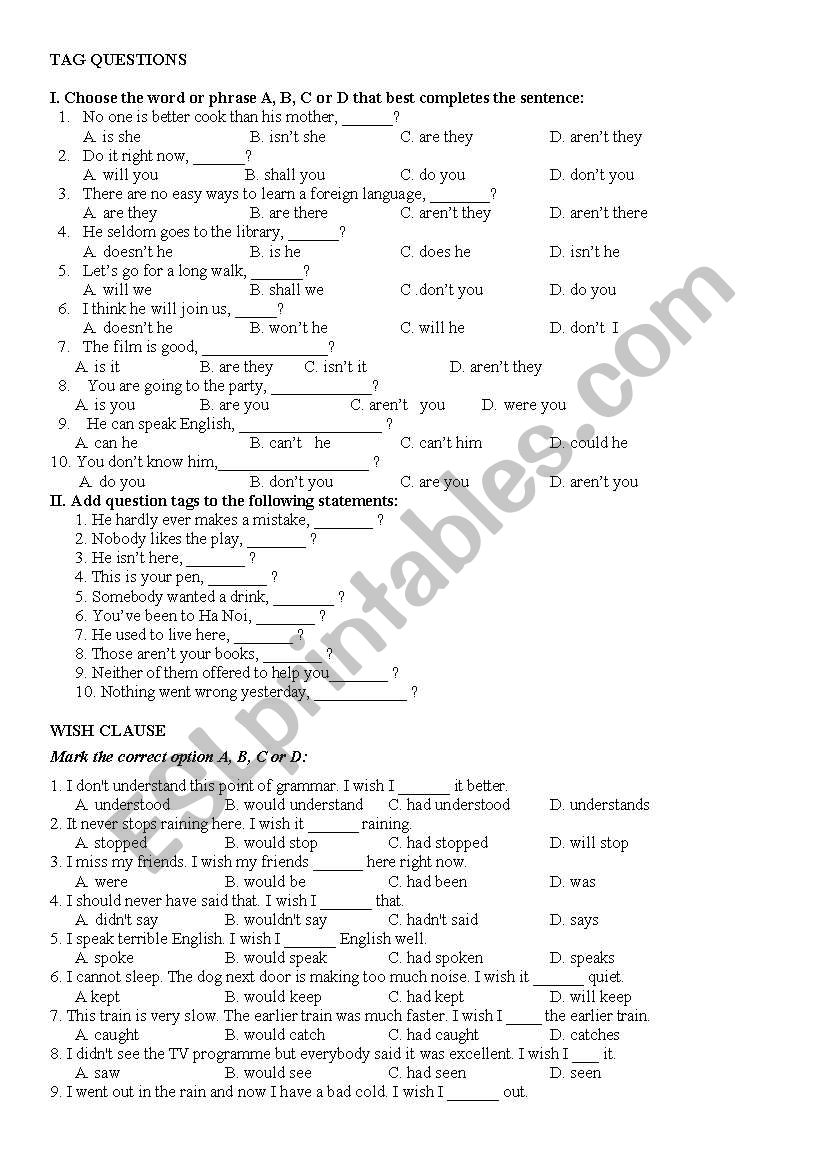 Practice Test worksheet