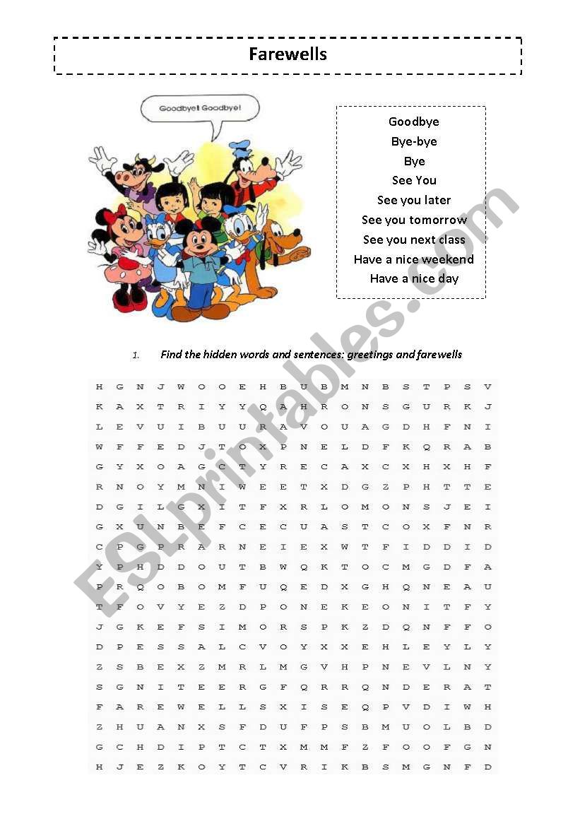 Greetings and Farewells worksheet