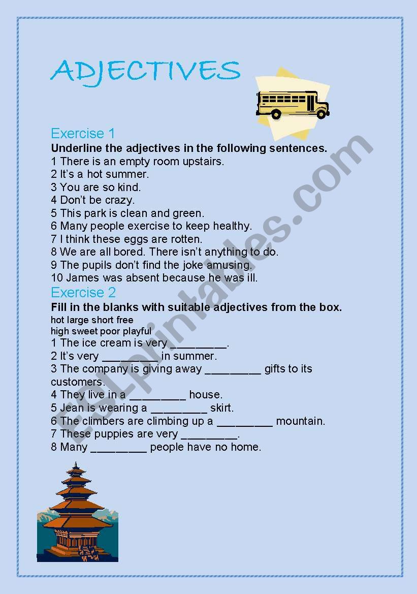 adjectives worksheet