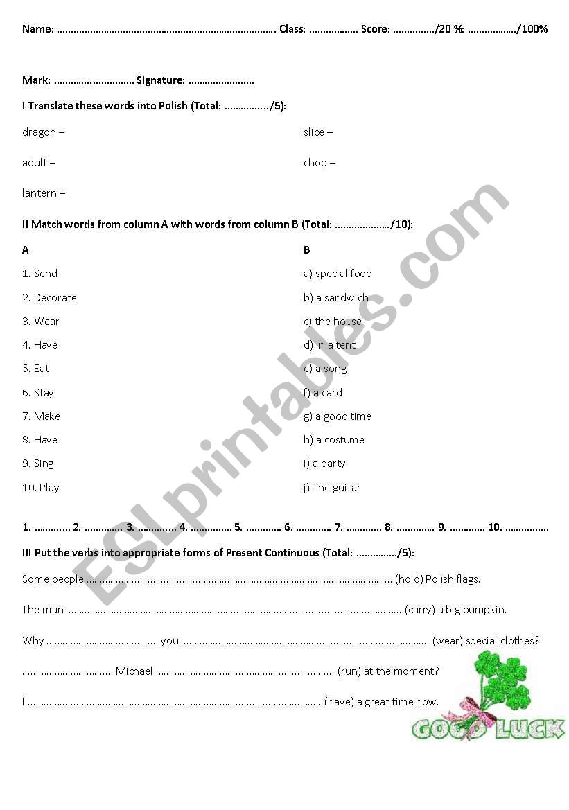 Present Continuous  worksheet