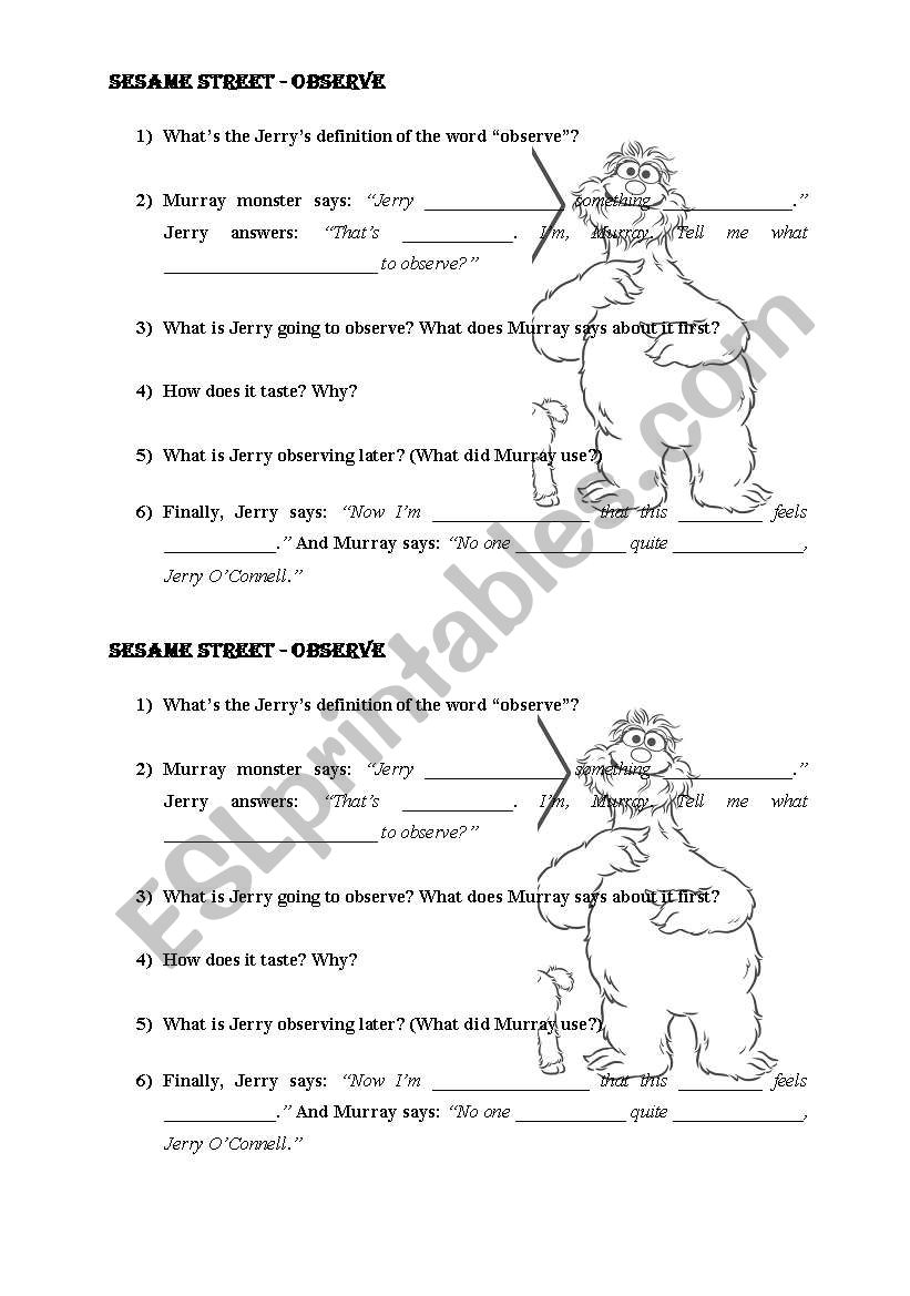 Sesame street - watching and listening handout