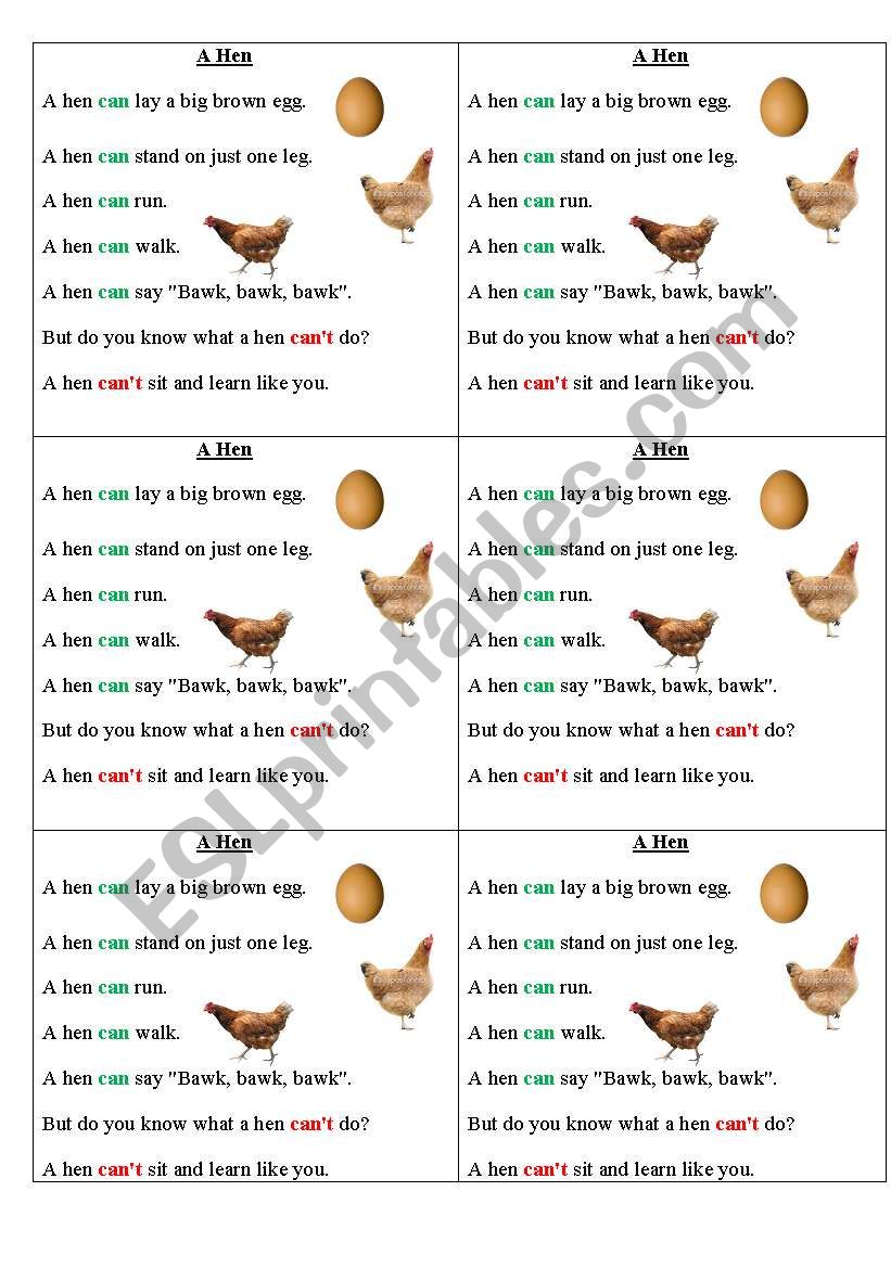 Can Can´t poem - ESL worksheet by katena18