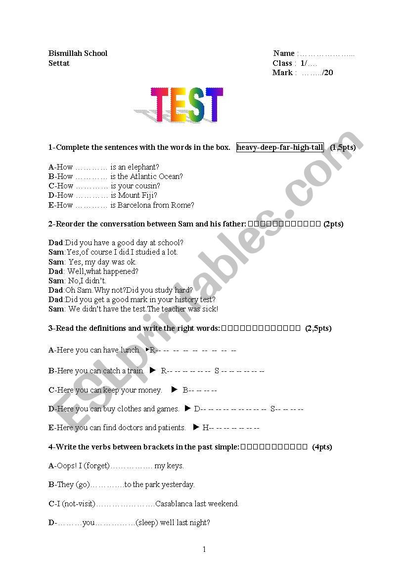 Test worksheet