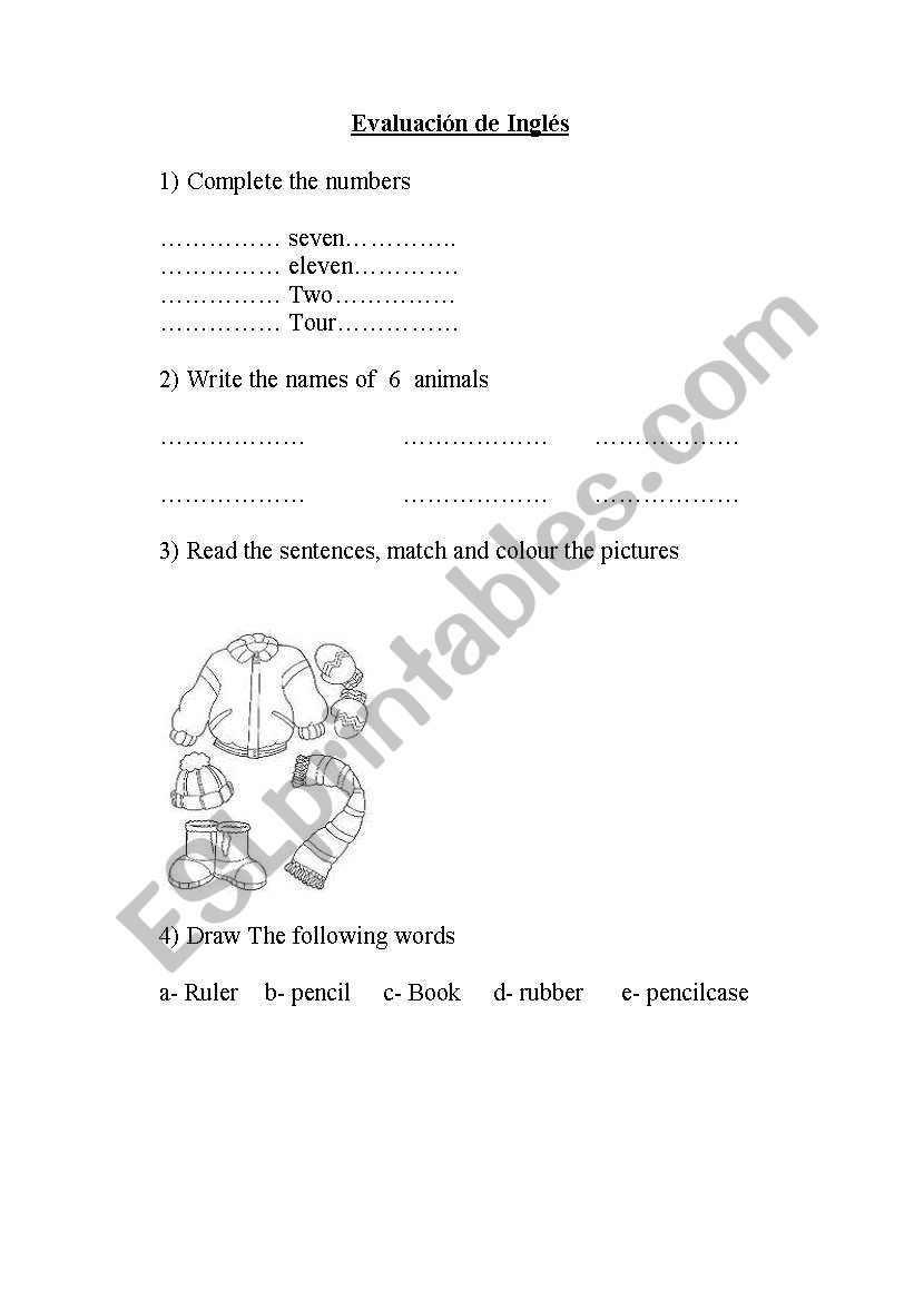 test worksheet