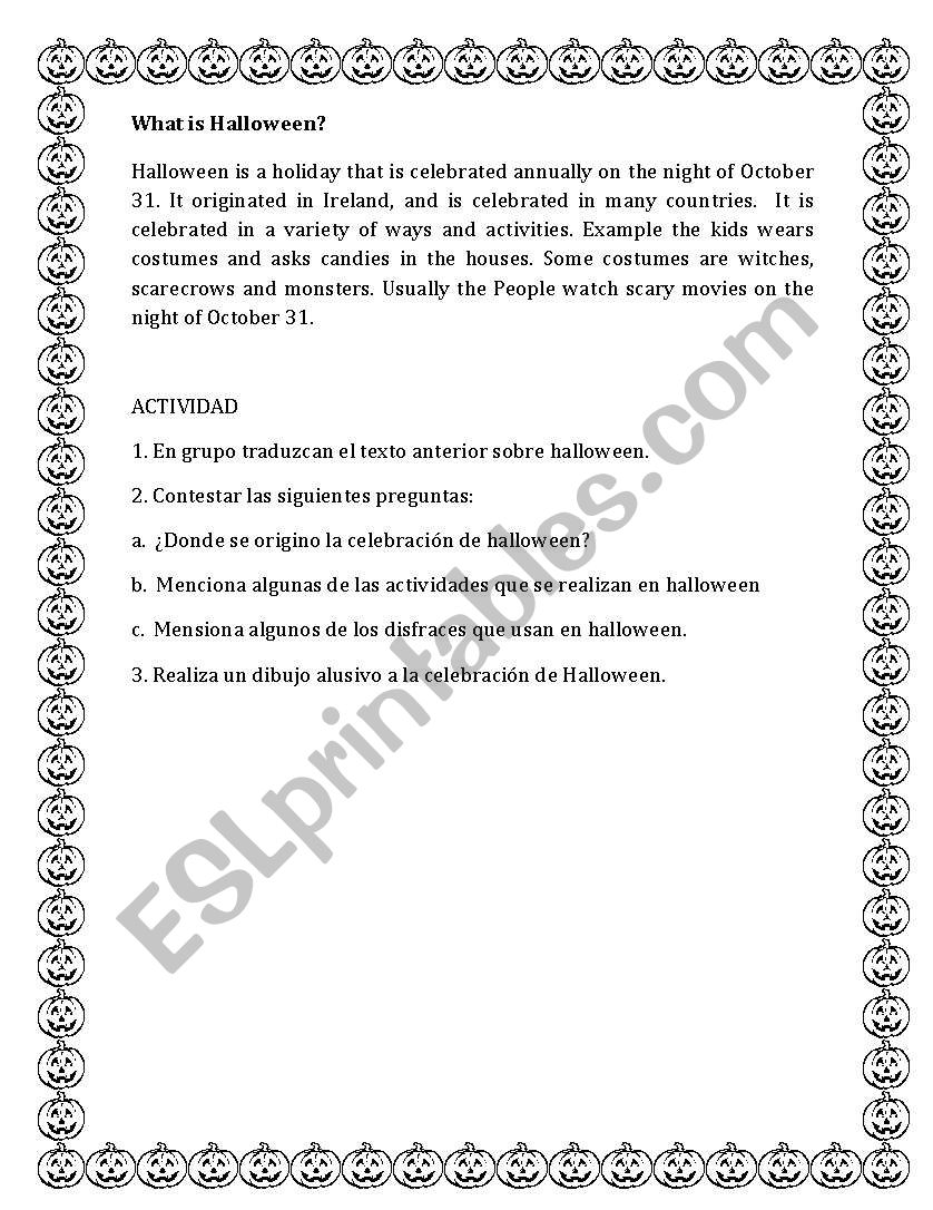 hallowen worksheet