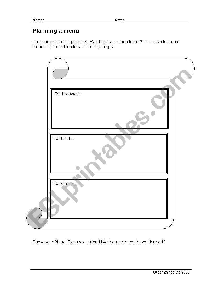 health worksheet