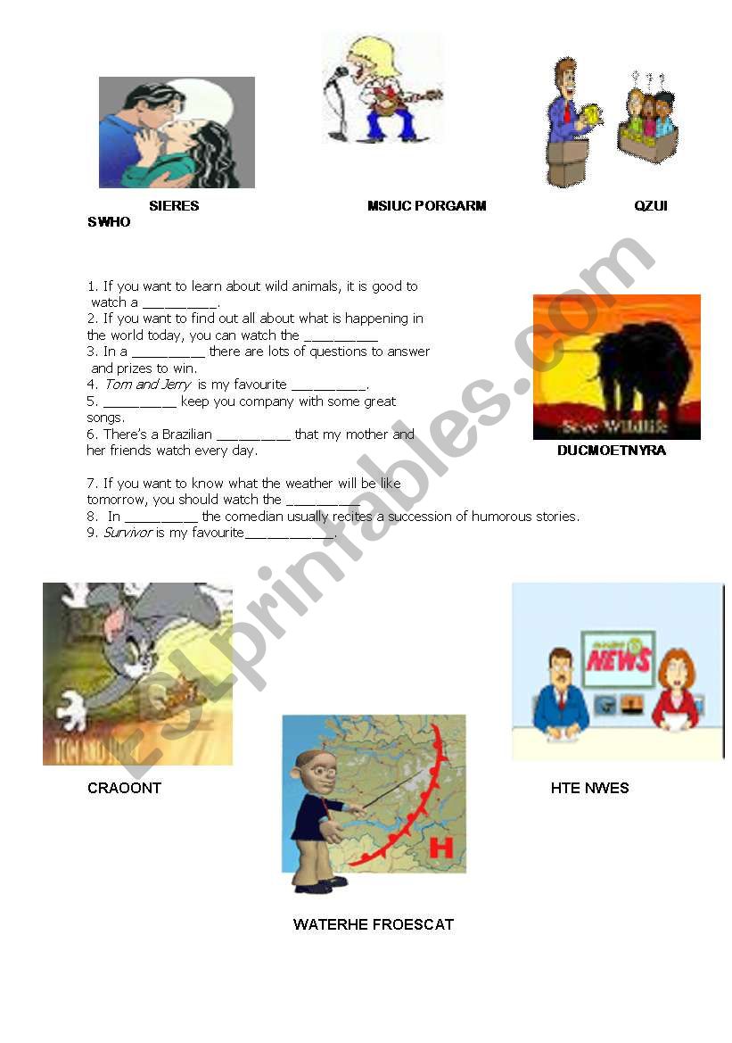 tv programs worksheet