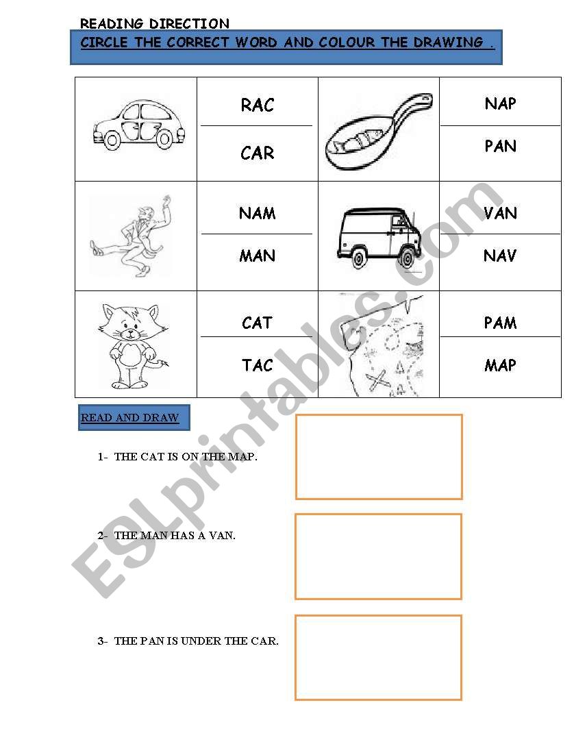 Read, circle and colour worksheet