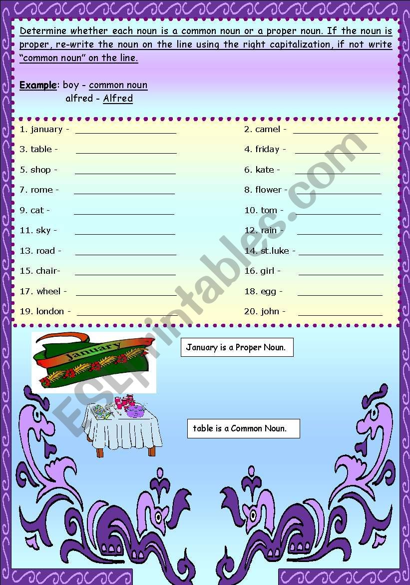 Nouns worksheet