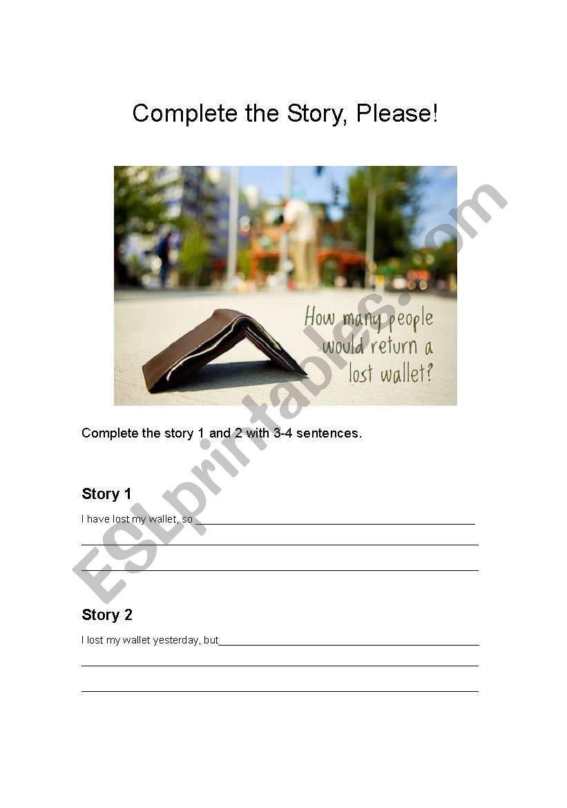 Complete the story worksheet