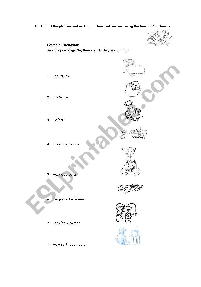 present conitnuous worksheet