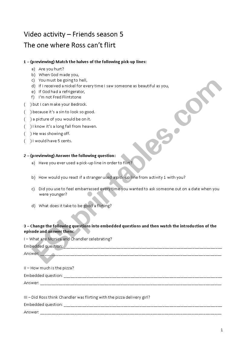 Video Activity - Friends worksheet