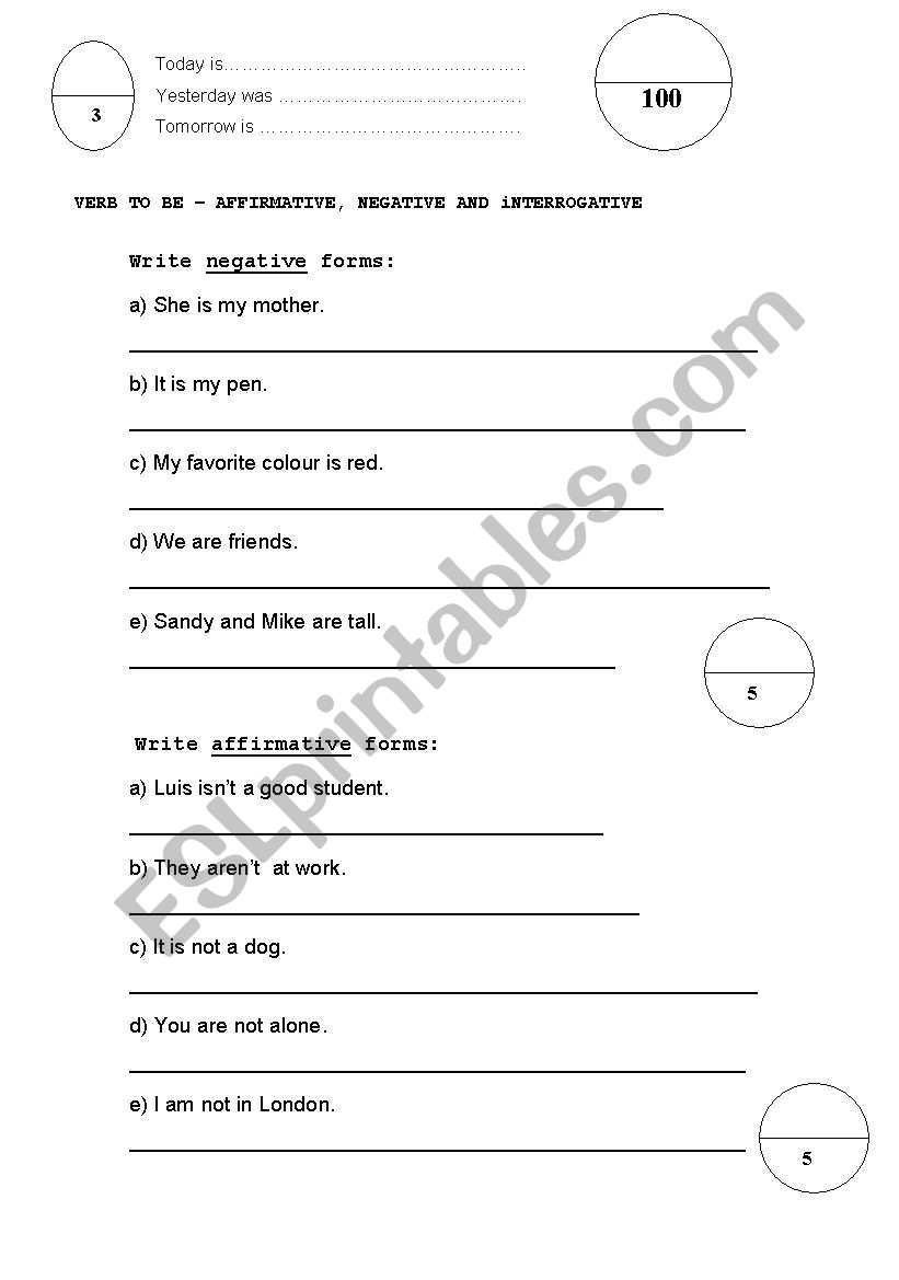 Elementary test worksheet