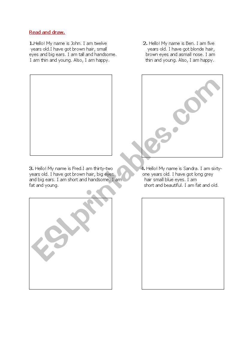 Describing people worksheet