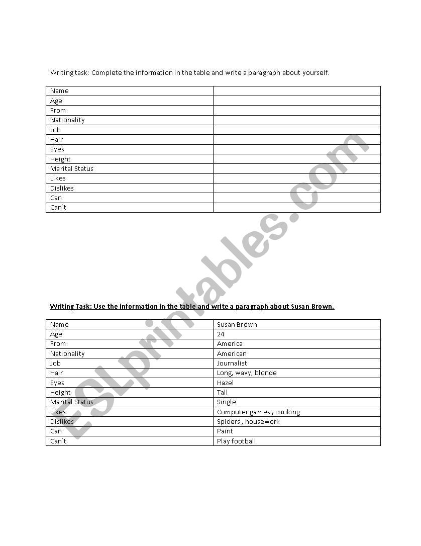 descriptive writing  worksheet