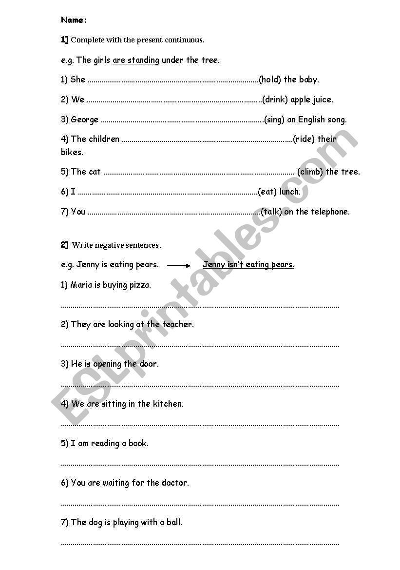 Present Continuous  worksheet