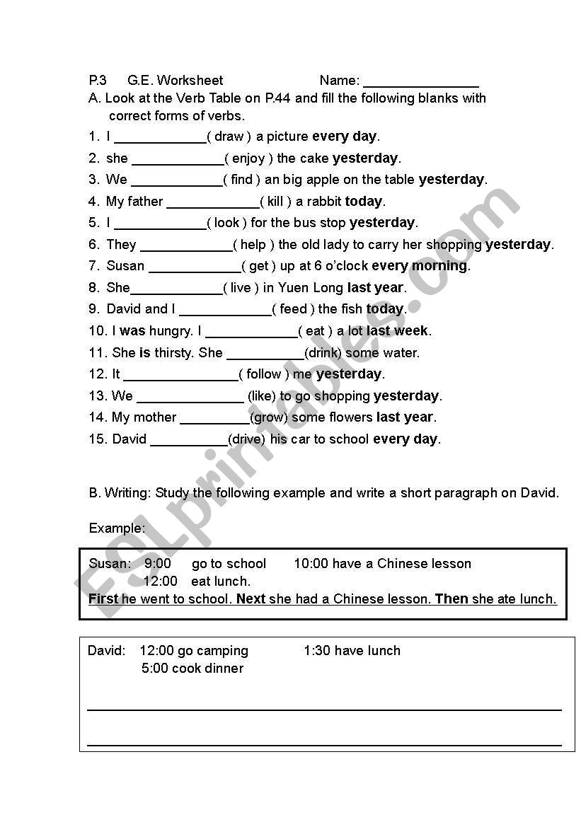 Past Tense worksheet