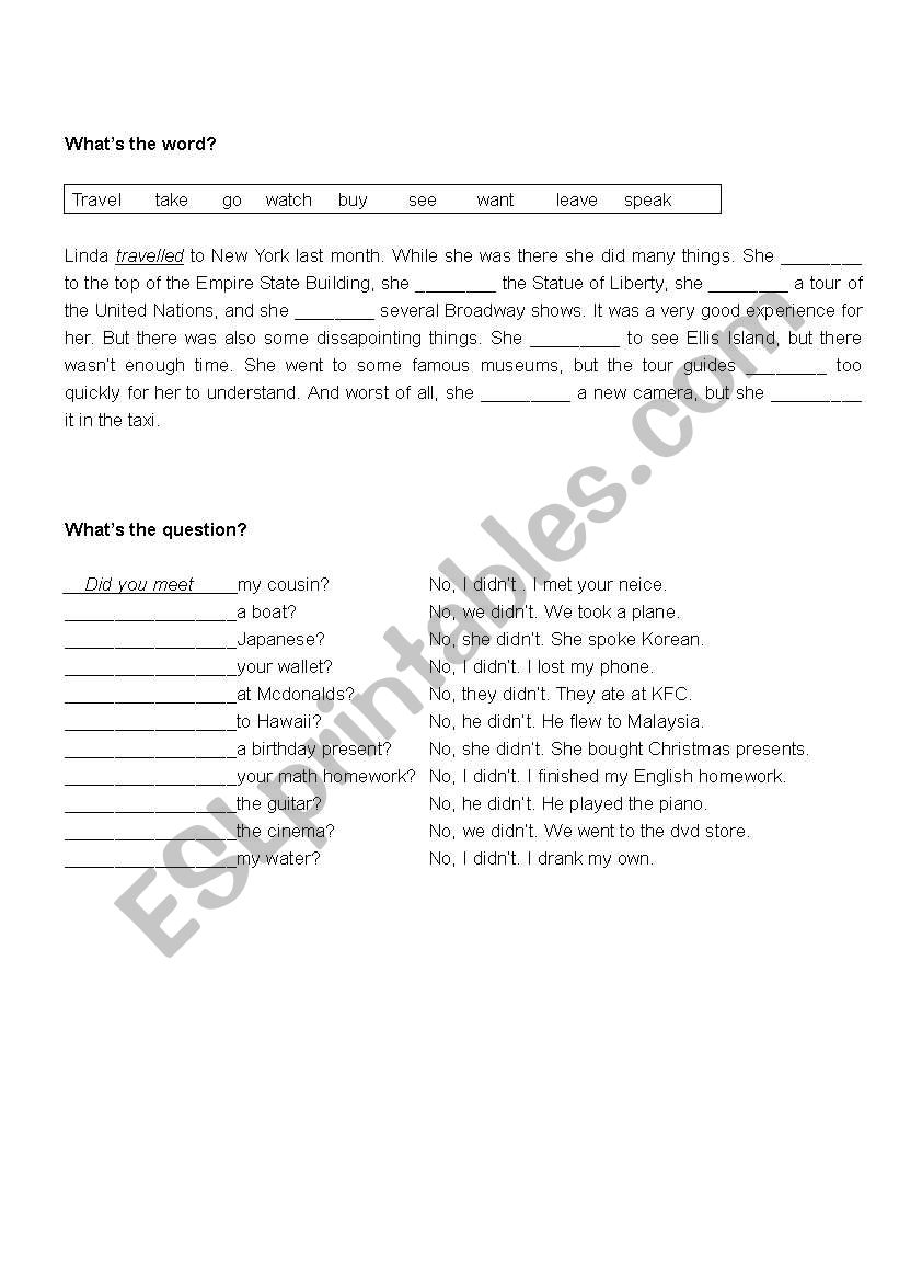 Past simple  worksheet