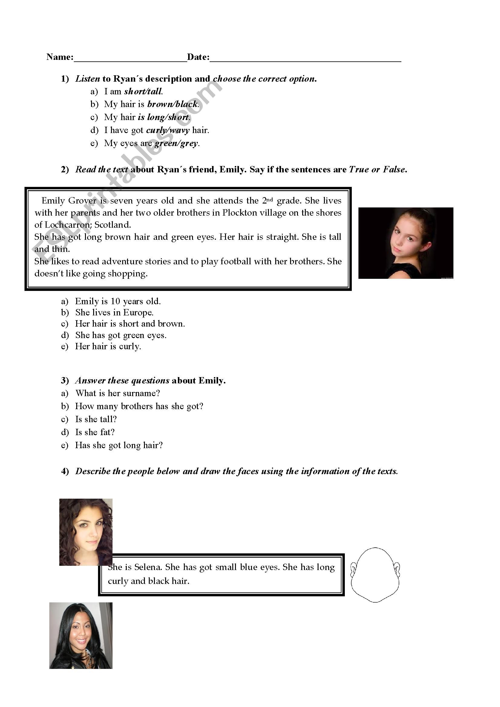 first grade test worksheet