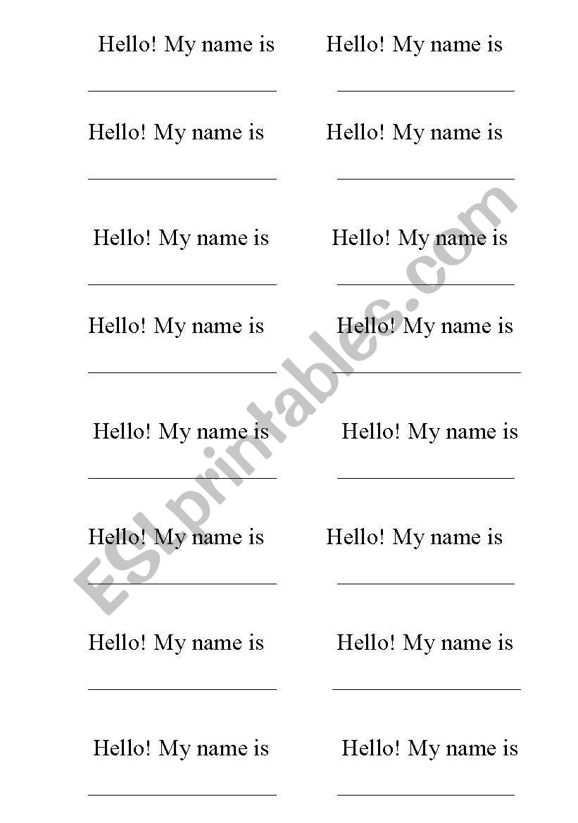 My name is worksheet