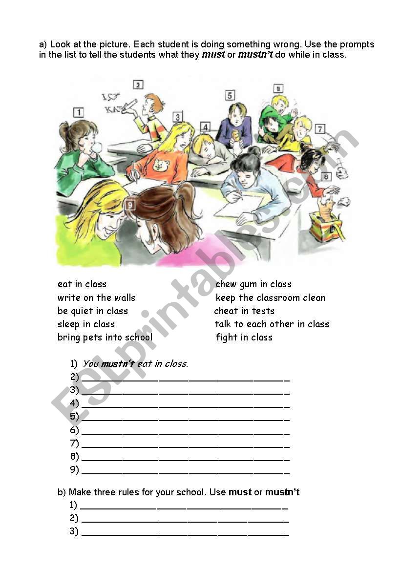 Must or mustn´t - ESL worksheet by marinela