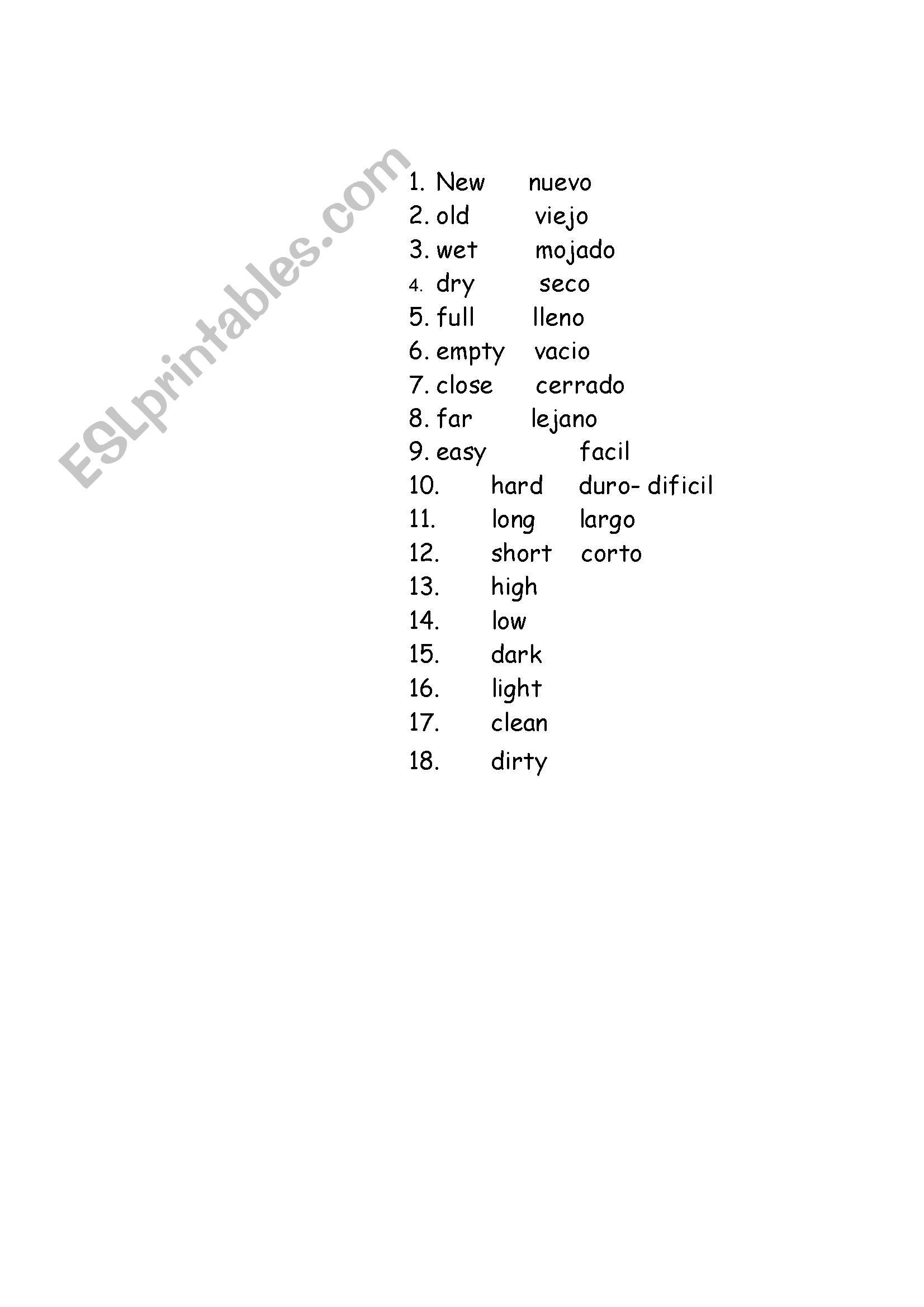 Vocabulary unit 1 worksheet