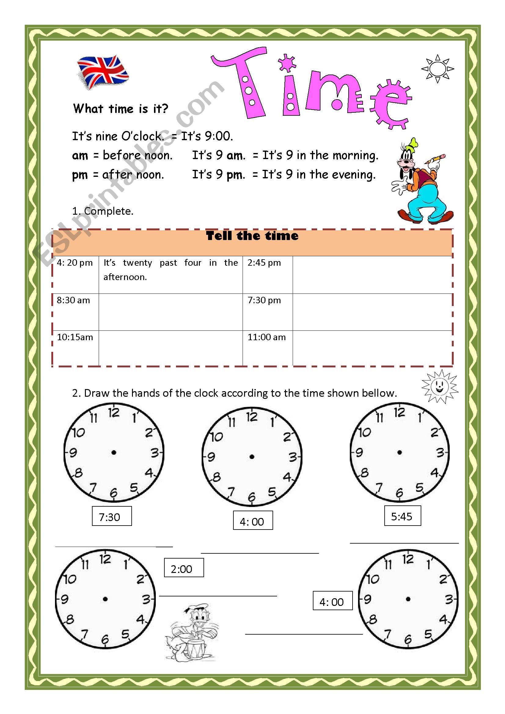 Telling The Time Telling The Time Exercises Time Worksheets Telling 