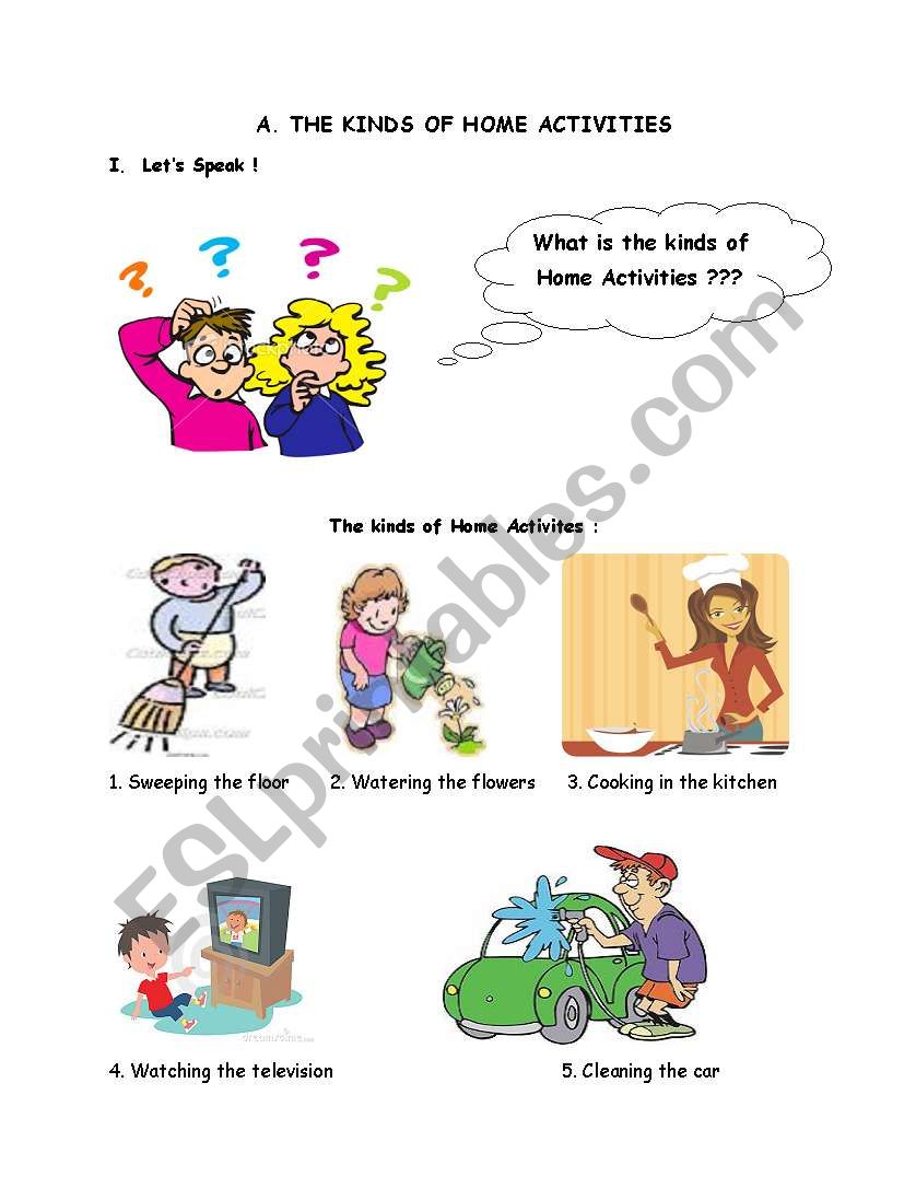 home activities worksheet