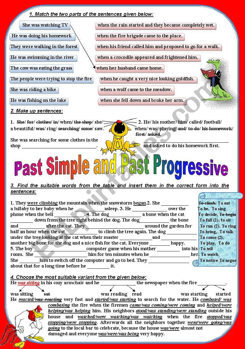 Past Simple and Past Progressive (key included) - ESL worksheet by ...
