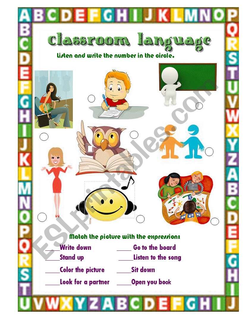 Classroom language worksheet