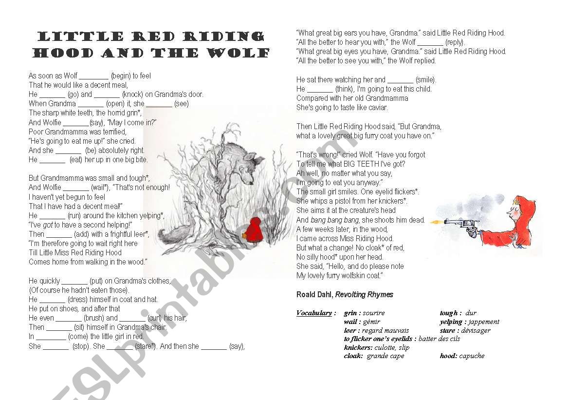 Little Red Riding by Dahl - ESL worksheet by kpmc