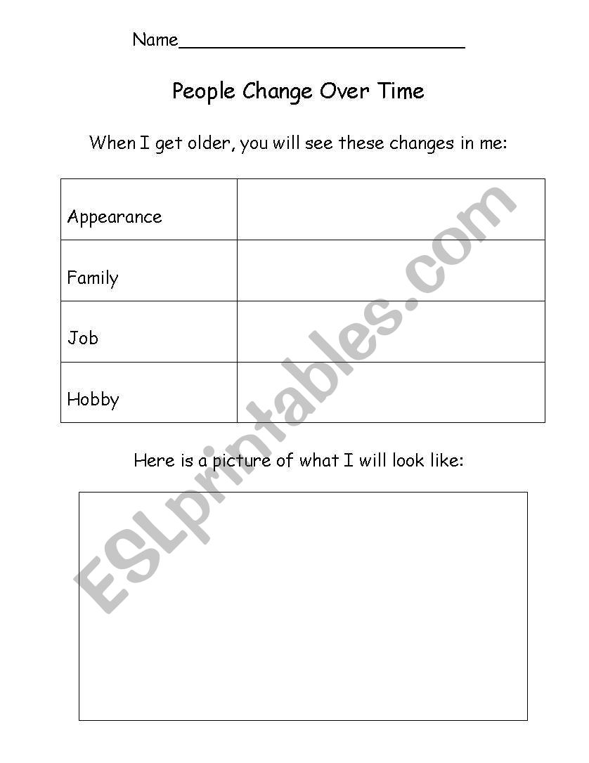 People change over time worksheet